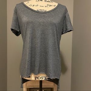 Festival Scoop Neck High Low Top- Denim